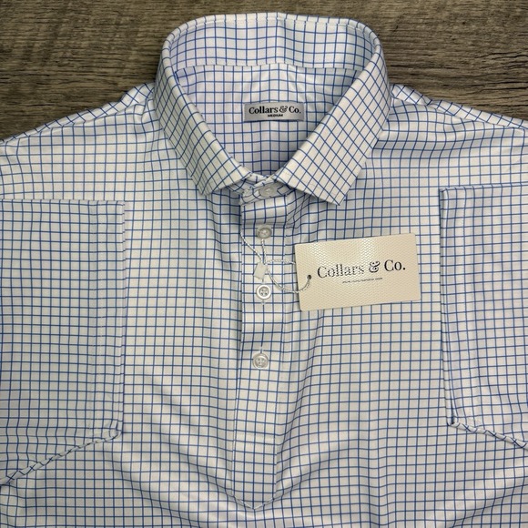 Collars & Co. Other - NWT Collars & Co polo mens medium white blue check business casual active golf